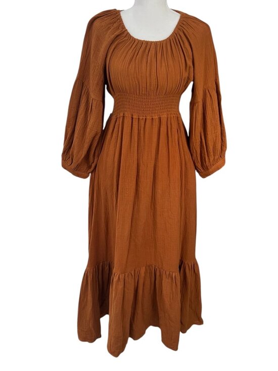 Emme Dresses & Skirts - Emme Eliza NWT Maternity and Nursing Dress in Cotton Gauze Cinnamon Size Large